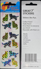 12 Packages of Prismatic Cat Stickers, "Great 7" Sticker Designs, PPZ0203