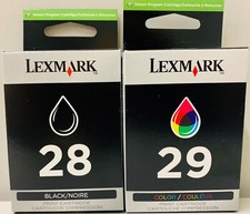 2 NEW Genuine Factory Sealed Lexmark 28 Black 29 Color Inkjet Cartridges