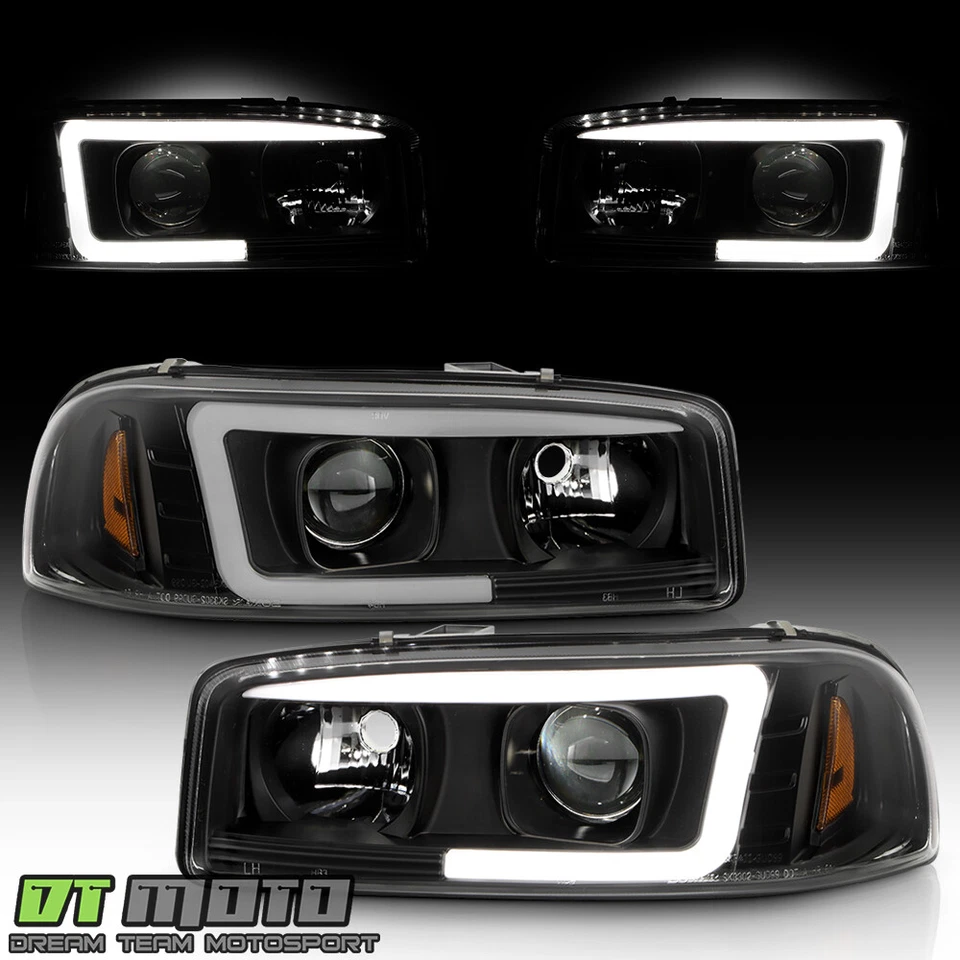 Faros proyectores tubo LED negros GMC Sierra Yukon Denali 1999-2006 Foto 2 de 4