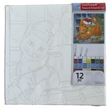 New Artist’s Loft Tips - Canvas Painting Kit, 12 Piece Picture Of Cat 11x11