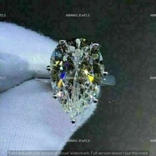 5.00 CT Pear Cut Moissanite Solitaire Engagement Ring 925 Sterling Silver Size-9