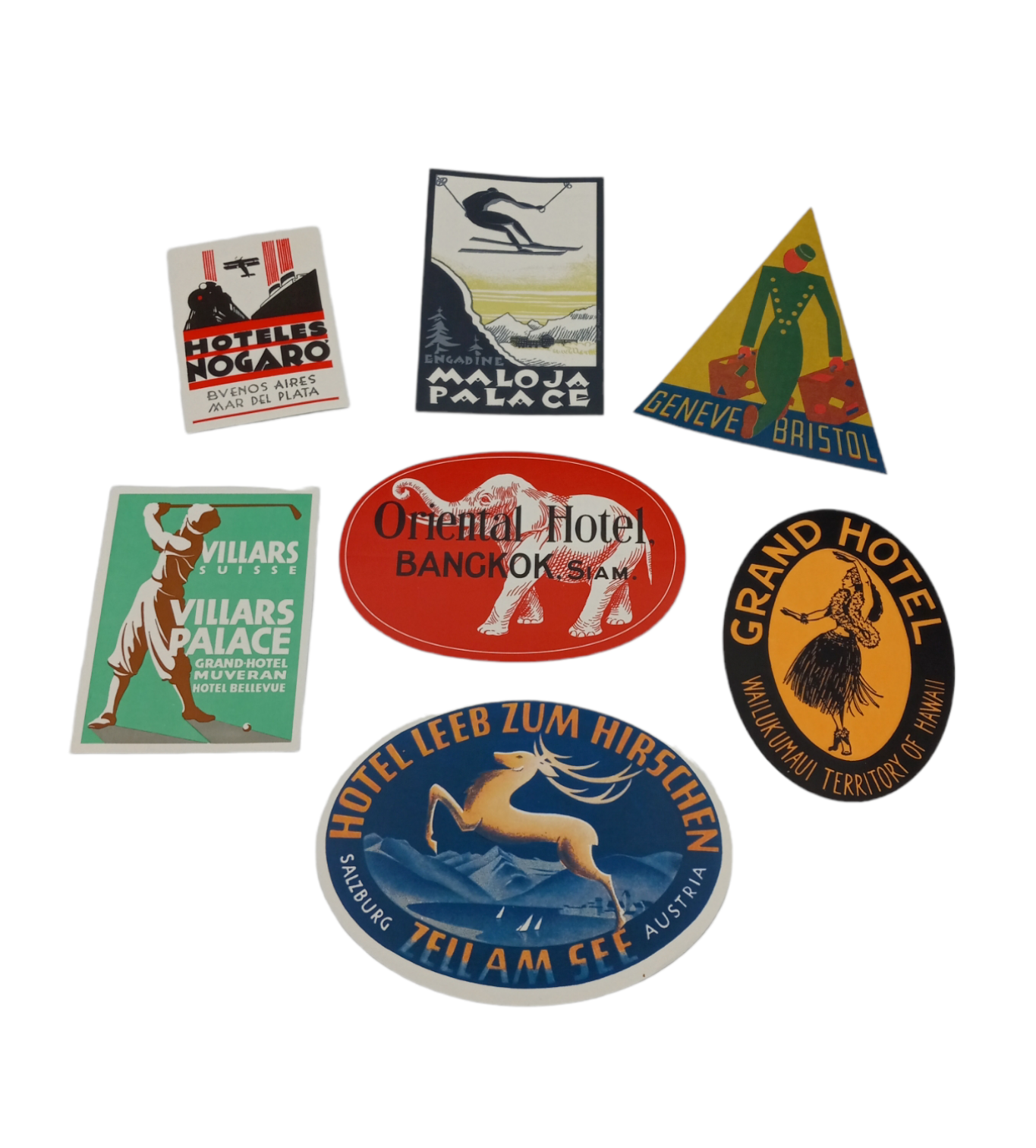 7 Vintage Luggage Stickers - Hotel Labels & Suitcase Decals for Travel Bags-image