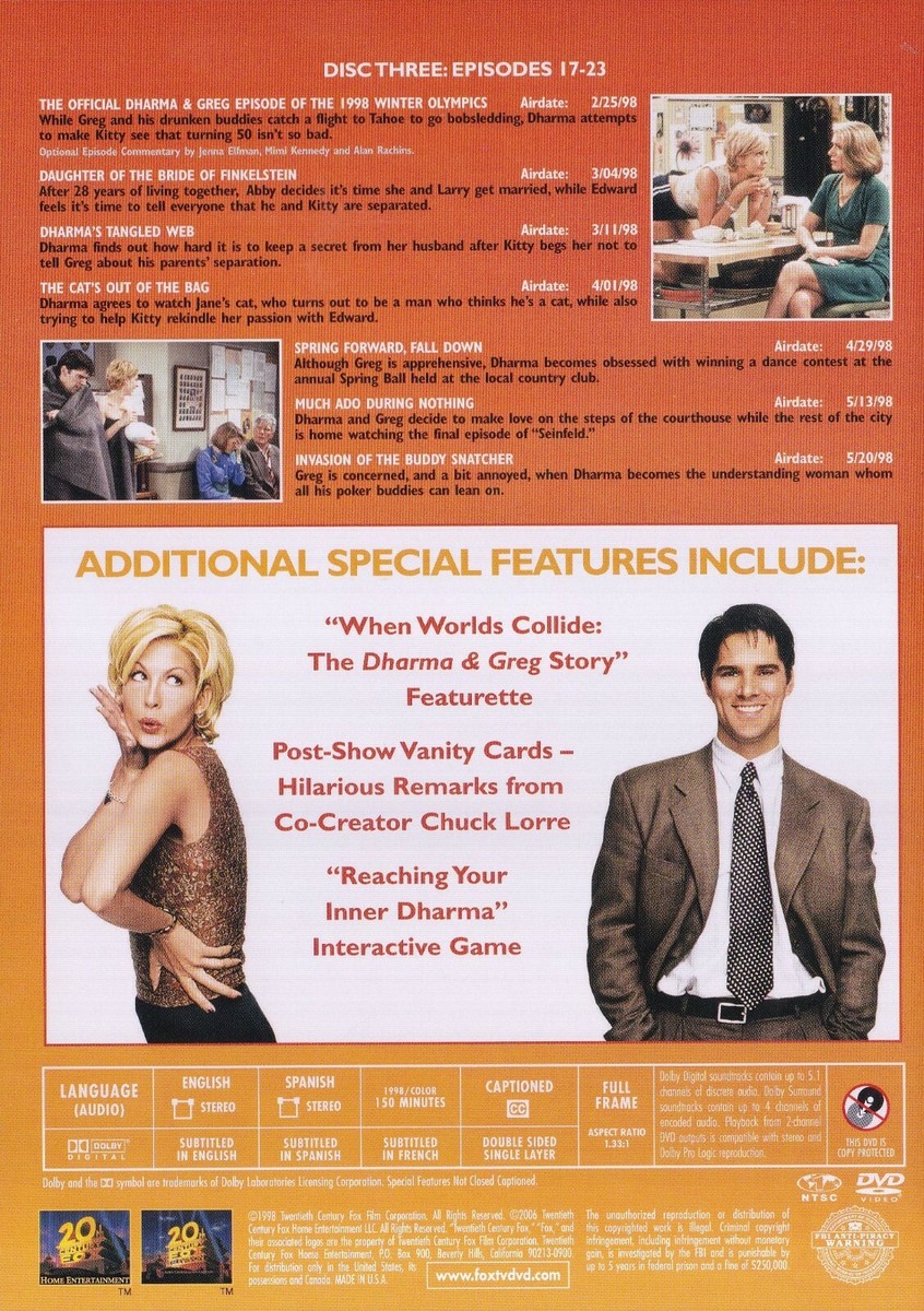 Individual Replacement Dharma & Greg (SLIM CASE DVD) Season One