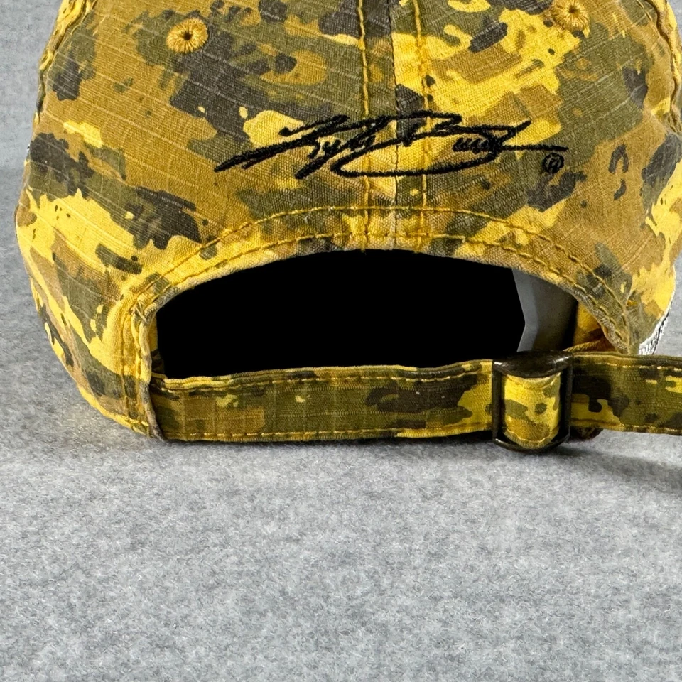 Joe Gibbs Racing Adult Hat Cap Number 18 Yellow Camouflage Kurt Busch Strap Back - Image 4 of 4