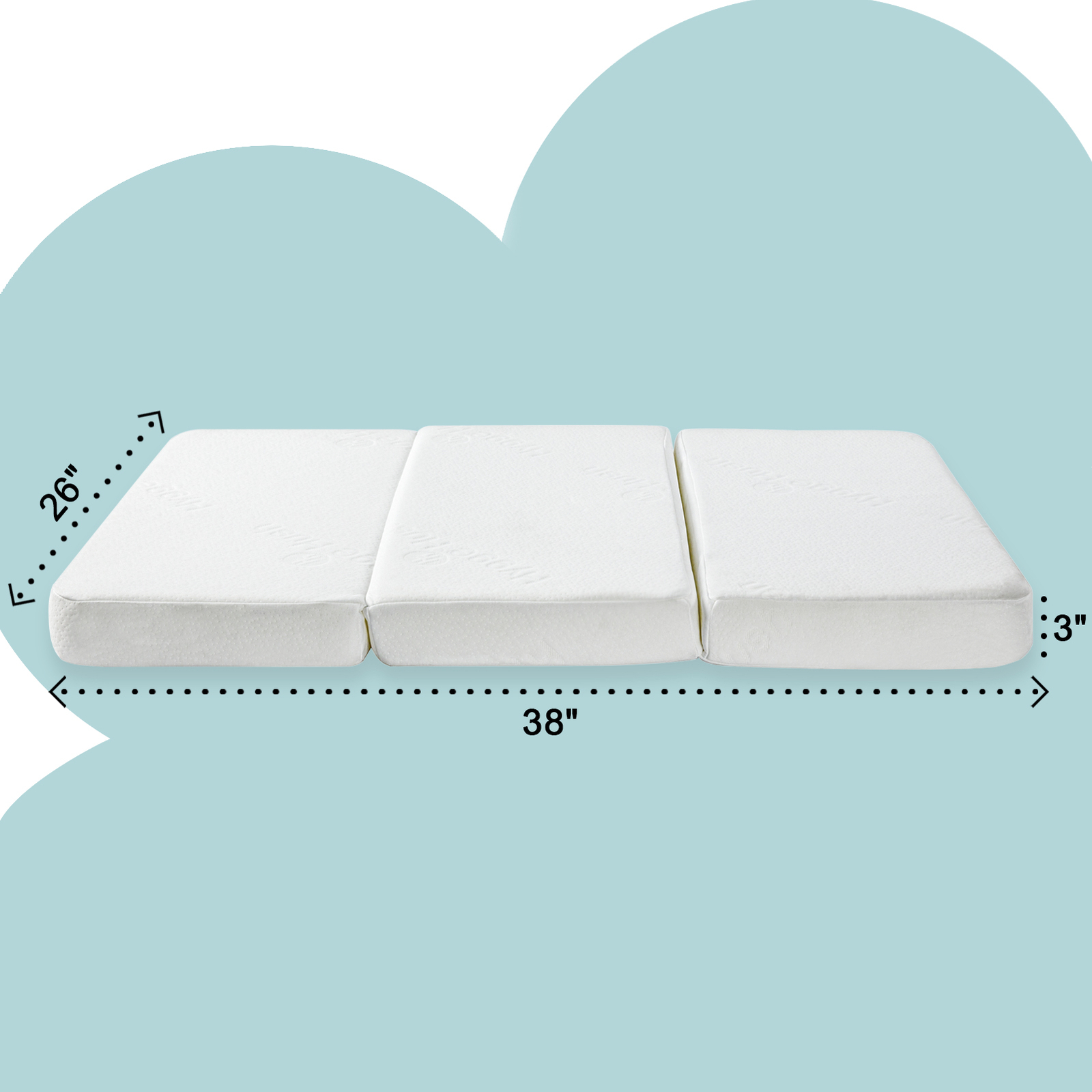 Tri-fold Baby Crib Mattress Pad Memory Foam Playpen Mattress 38x26x3