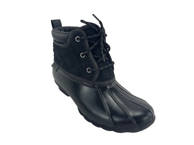 Skechers SN 44376 Pond-Lil Women's Black Lace Up Duck Ankle Rain Boots Size 