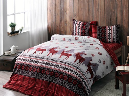flannel bedding winter thick duvet cover set deer themed full