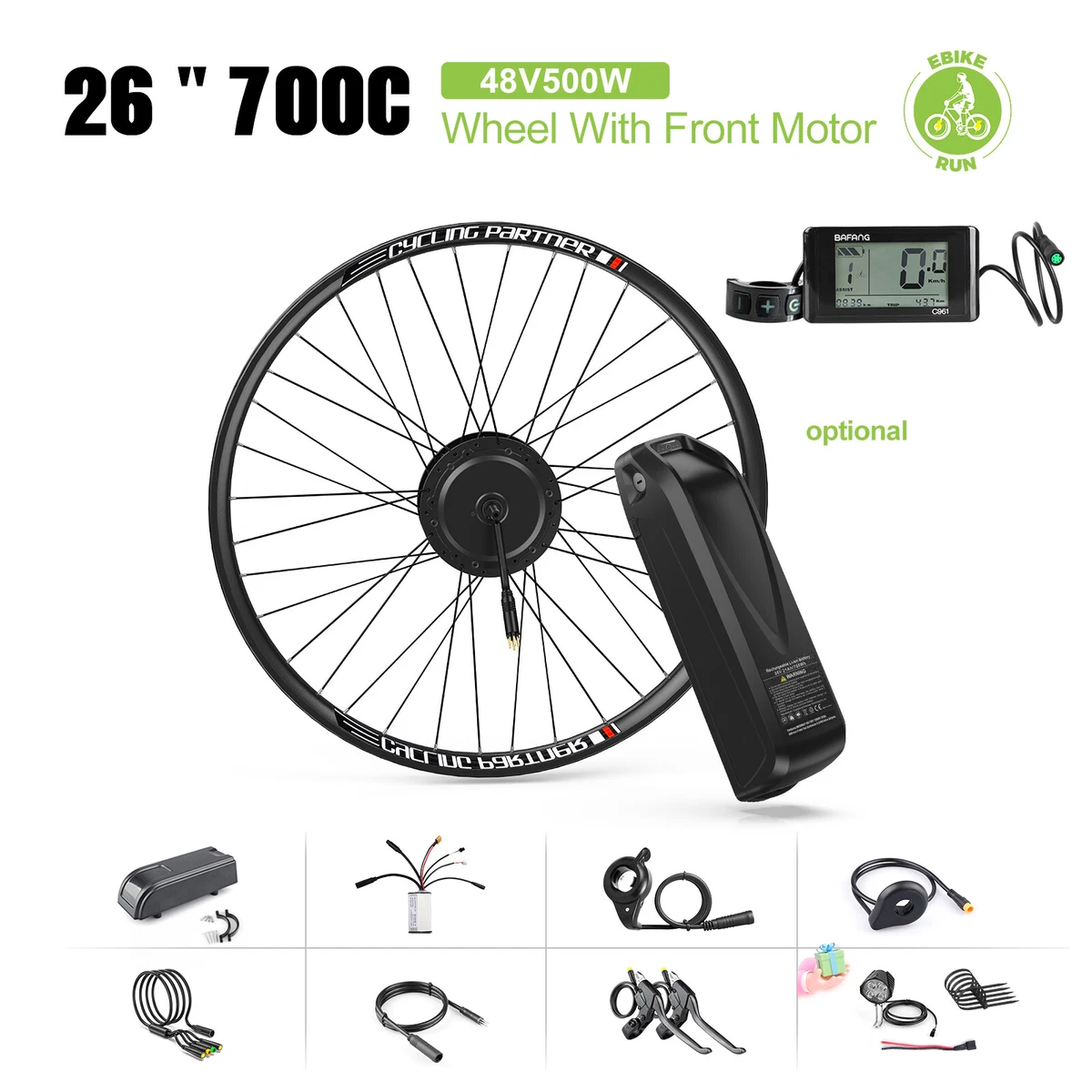 Electric bike conversion kit sales front wheel disc brakes