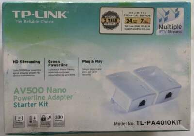 TP-LINK TL-PA4010KIT AV500 Nano Powerline Adapter Networking Ethernet Extender 