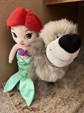 Disney Store THE LITTLE MERMAID 12  Gray Sheep Dog Max Plush  Ariel Cloth Doll