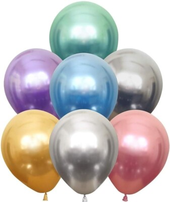 Kalisan 5'' Mirror Chrome Assorted Latex Balloons (50 count)