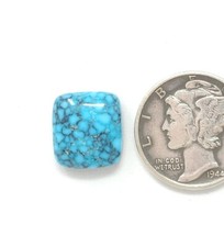 Natural Blue Kingman Turquoise Black Webbed Cushion Cabochon 5.1 Carats Hand Cut