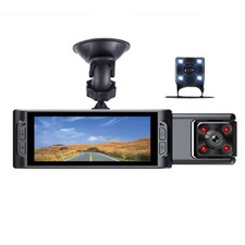 3 Cameras Dash Cam Parking Clear Car Rearview Mirror Car Video U4D9