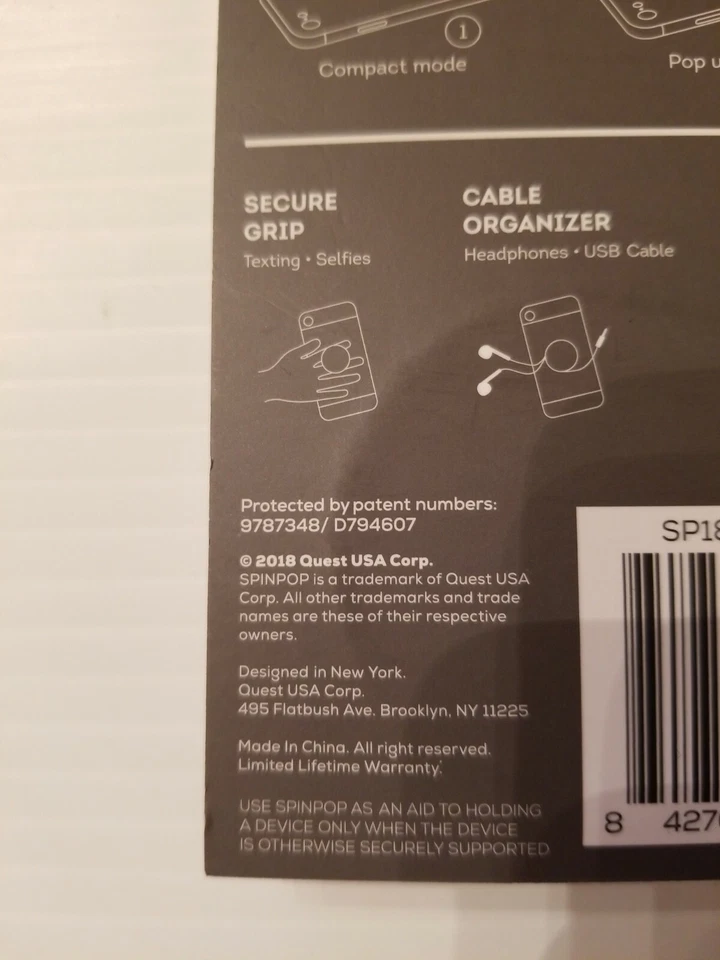 Spinpop Phone Holder Grip Kickstand Organizer color Marble New - Image 4 of 4