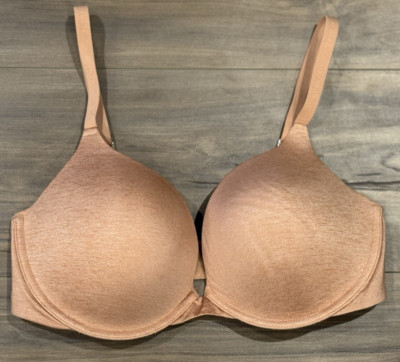 Adore Me 07087 Padded Plunge Underwire Push Up Bra Size 34DD Tan