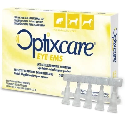 Optixcare Eye EMS For Animals, 5 x .33ml Units, Treats Corneal Ulcers, New S5
