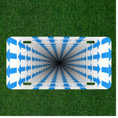 Custom Personalized License Plate Tag With Cool Optical Illusion Arrow Design