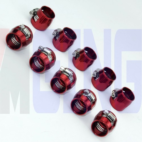 AN6 6AN 6 Oil Gas Fuel Hose Line Clamp Finisher Finishers HEX-6 10pcs RED - Picture 3 of 9