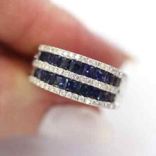 Simulated Princess Cut Blue Sapphire Women's Wedding Ring In 925Sterling Silver