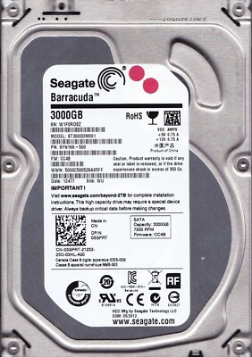 FOR DATA RECOVERY ST3000DM001 p/n: 9YN166-500 s/n: W1F WU 2012 BAD SECTOR 6914