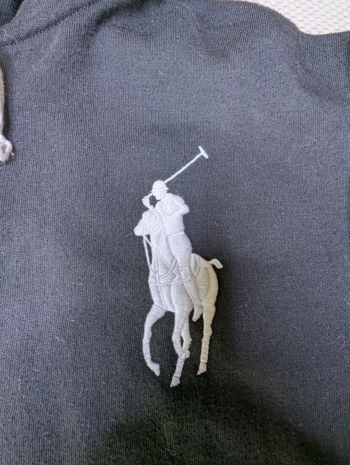 PONY Polo Ralph Lauren uomo XXL nera grande manica a cavallo scritta full zip con cappuccio