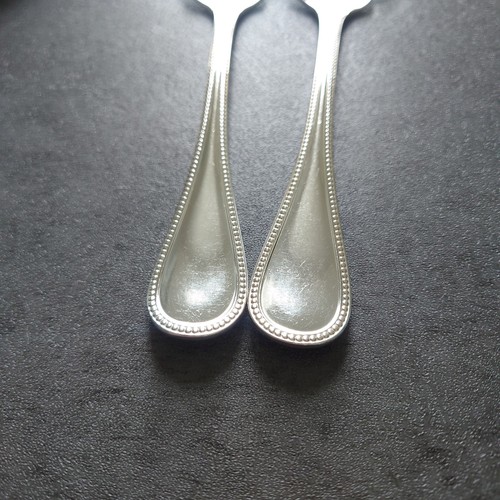 Christofle Perles 2pcs Silverplate Flatware Sauce Spoon Very Good - Picture 4 of 20