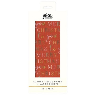 Exquisites Geschenkpapier Frohe Weihnachten rot glick 4 Blatt Seidenpapier 50 x 75 cm