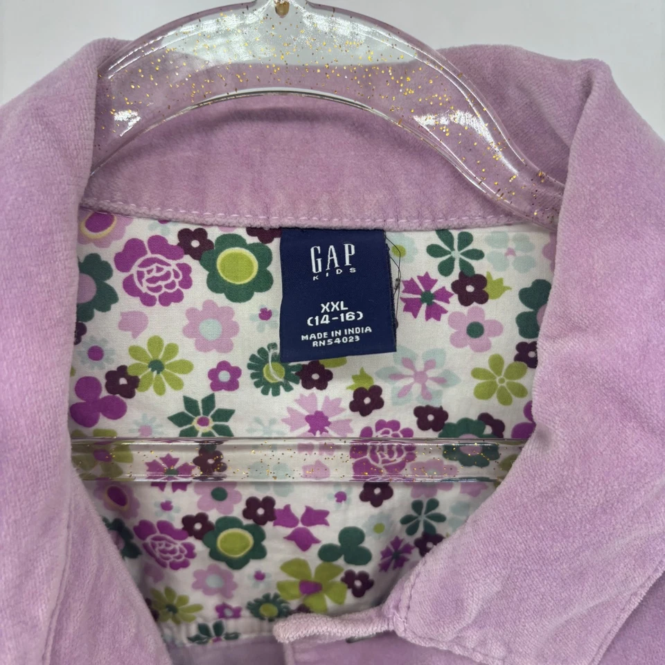 Chaqueta de Pana GAP Niños Lila Púrpura Estampado de Flores Forro Talla XXL (14-16) Foto 3 de 4