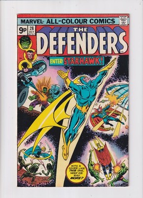 Defenders (1972) #  28 UK Price (6.5-FN+) (1985546) 1st FULL Starhawk appeara...