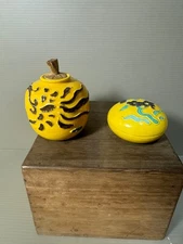 Tea utensil tea caddy  H2.9", and incense container H1.5" set, Japan vintage