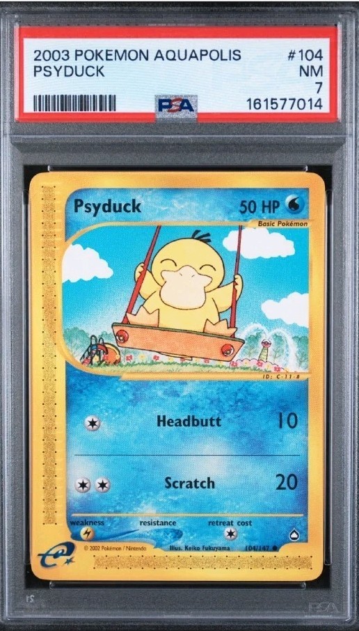 2003 POKEMON AQUAPOLIS #104 PSYDUCK PSA 7 NM E Reader
