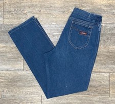 VTG 70s Wrangler SZ 16 High Waisted Misses Full Fit Denim Jeans Made in USA Blue