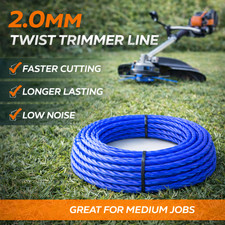 Strimmer Trimmer Line Heavy Duty Garden Grass Wire 2mm Twist Cord 15 Meters 0.25 per metre