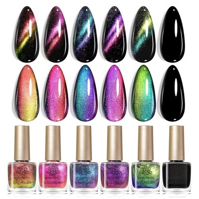 Cat Magnetic Eye Nail Lacquer Set - 5 Quick-Dry Colors for Nail Art Lovers