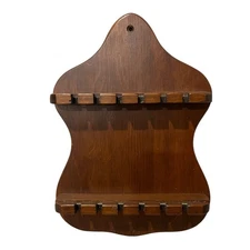 Vintage Wooden Spoon Rack Wall Display Hanger 12 Spaces Holder Farmhouse Kitchen