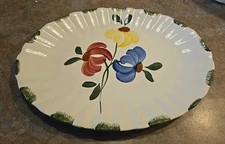 VTG Blue Ridge Southern Pottery Painted Daisy Floral Oval Serving Platter 11.5”