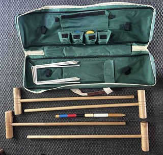 Jaques of London Small Croquet Set lightly used in green bag