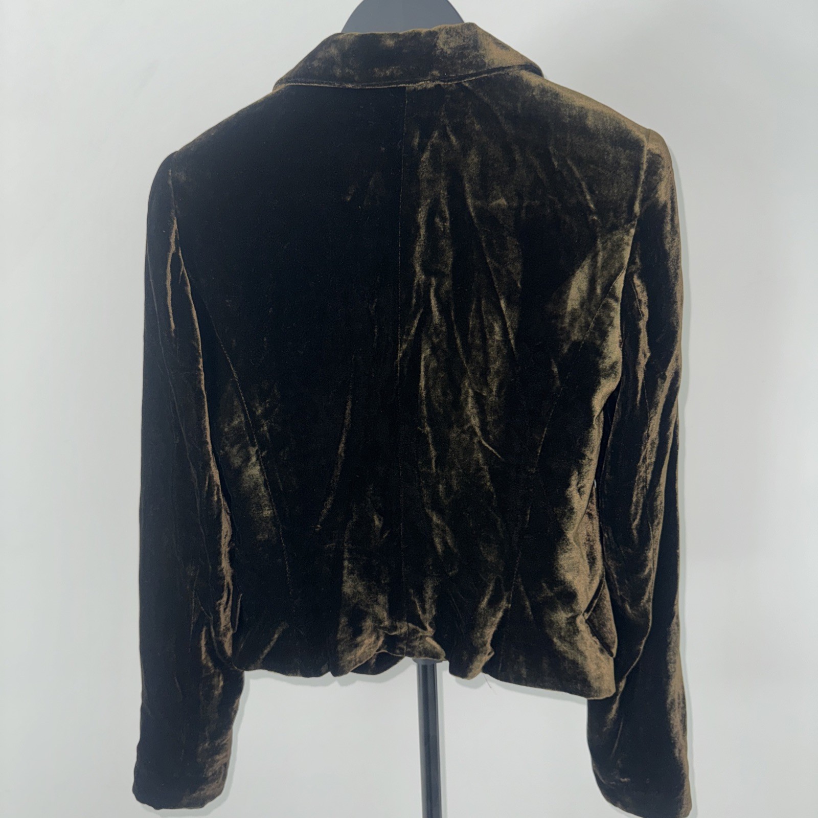 Zara Woman Rich Olive Brown Old Money Velvet Blazer Jacket Size Small image 8