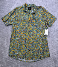 Rip Curl Button Down Shirt Men's Large Short Sleeve Stretch Fun Times Floral New