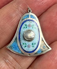 Vintage HM 1912 Charles Horner sterling silver enamel blister pearl pendant