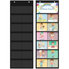 2 Pack Pocket Chart for Classroom 29.5 x 10 in 12 1 Pockets Hanging Wal