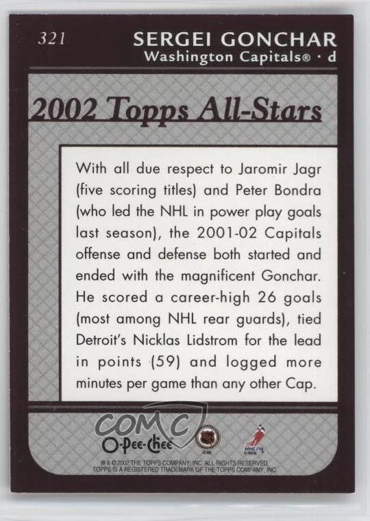 2002-03 O-Pee-Chee Sergei Gonchar #321 - Image 2 of 2