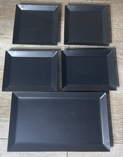 Black Matte Metal Square Decor Tray Set Of 5 Three Sizes Multi Use Non Slip
