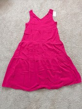 Quince 100% Organic Cotton Gauze Tiered Maxi Dress Size Large Amaranth Pink NWT