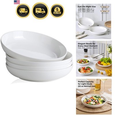 YHY Pasta Bowls Set of 4, 22 oz Ceramic Salad Plates, 7.8 Inch Wide Shallow P...
