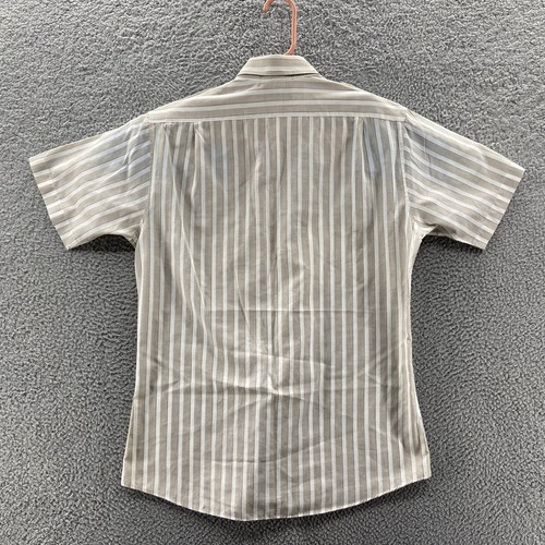 VINTAGE Knights Bridge Shirt Mens Medium Button Up Striped White Tan Casual - Picture 7 of 10
