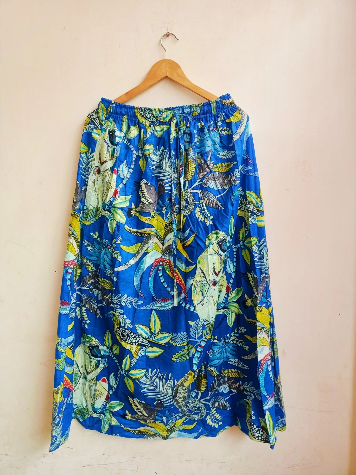 Indian Blue Monkey Skirt Cotton Floral skirt Women's Clothing Partywear skirt US