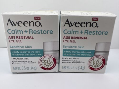 Aveeno Calm + Restore Age Renewal EYE GEL Sensitive Skin, 0.5oz Each, 2 PACK