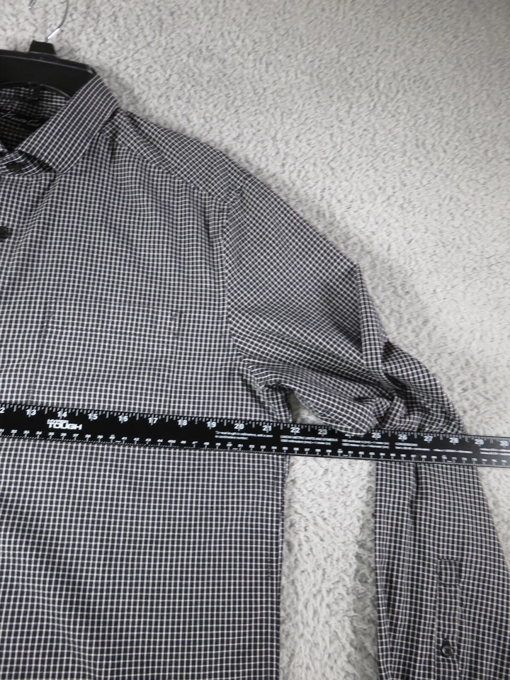 Camisa abotonada a cuadros blanca negra Kenneth Cole para hombre talla L Foto 3 de 4