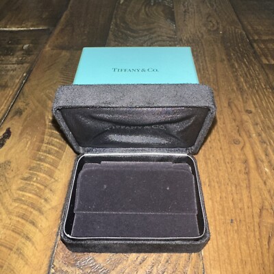Tiffany & Co. Suede and Satin Earring Gift Presentation Case & Blue Outer Box